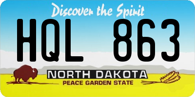 ND license plate HQL863