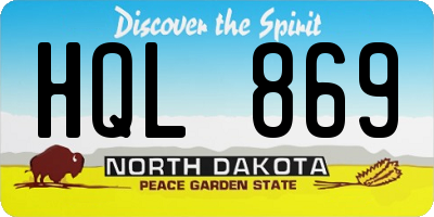 ND license plate HQL869