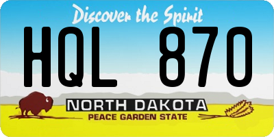 ND license plate HQL870