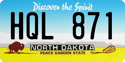 ND license plate HQL871