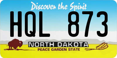 ND license plate HQL873