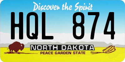 ND license plate HQL874