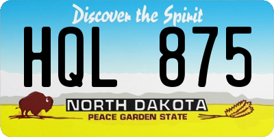 ND license plate HQL875
