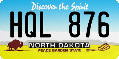 ND license plate HQL876