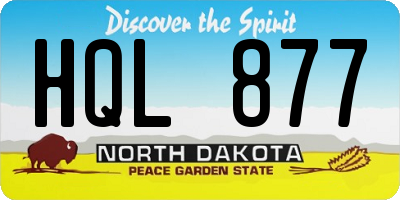 ND license plate HQL877