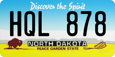 ND license plate HQL878