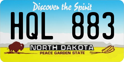 ND license plate HQL883