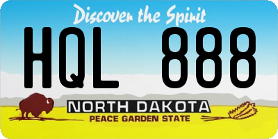ND license plate HQL888