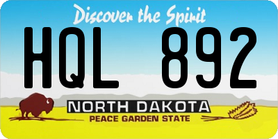 ND license plate HQL892