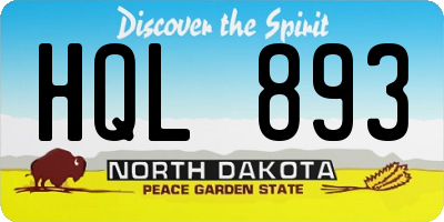ND license plate HQL893