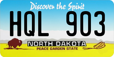 ND license plate HQL903