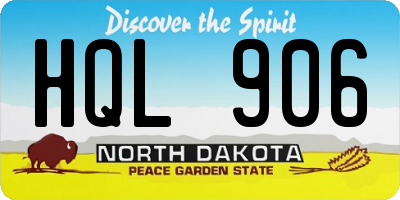 ND license plate HQL906
