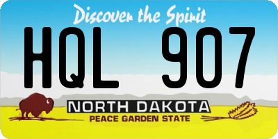 ND license plate HQL907