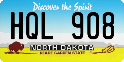 ND license plate HQL908