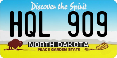ND license plate HQL909