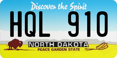 ND license plate HQL910