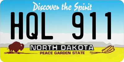 ND license plate HQL911
