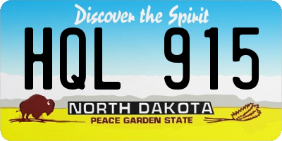 ND license plate HQL915