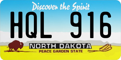 ND license plate HQL916