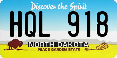 ND license plate HQL918