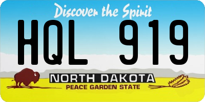 ND license plate HQL919