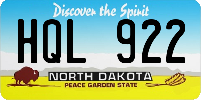 ND license plate HQL922