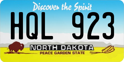 ND license plate HQL923