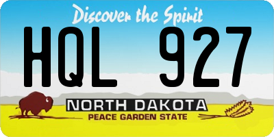 ND license plate HQL927