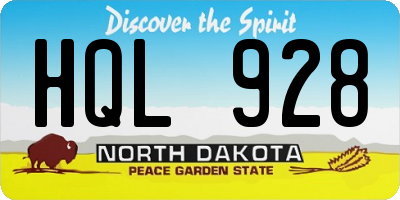 ND license plate HQL928