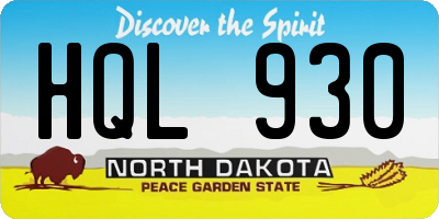 ND license plate HQL930