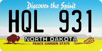 ND license plate HQL931