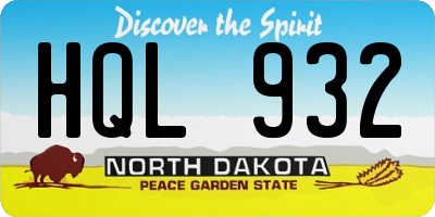 ND license plate HQL932