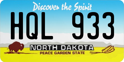 ND license plate HQL933