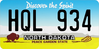 ND license plate HQL934