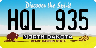 ND license plate HQL935