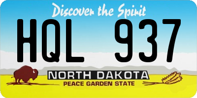 ND license plate HQL937