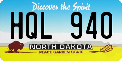 ND license plate HQL940