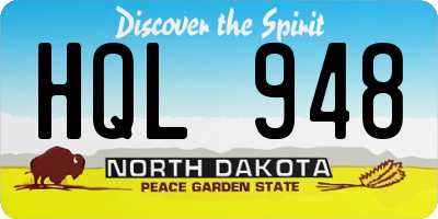 ND license plate HQL948