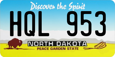 ND license plate HQL953