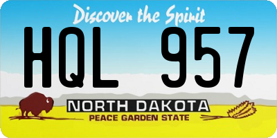 ND license plate HQL957