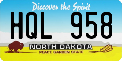 ND license plate HQL958