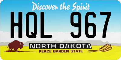 ND license plate HQL967
