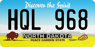 ND license plate HQL968