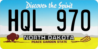 ND license plate HQL970