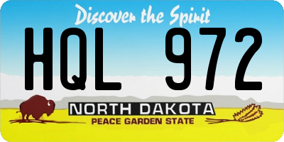 ND license plate HQL972