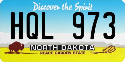 ND license plate HQL973