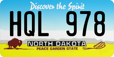 ND license plate HQL978