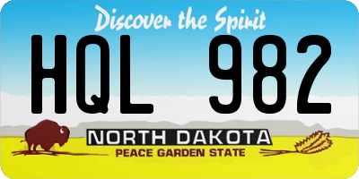 ND license plate HQL982