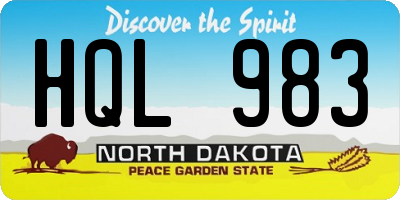 ND license plate HQL983