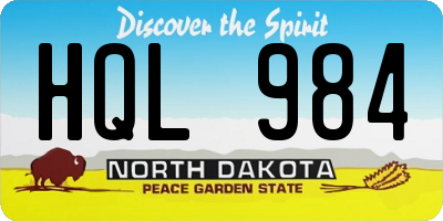 ND license plate HQL984